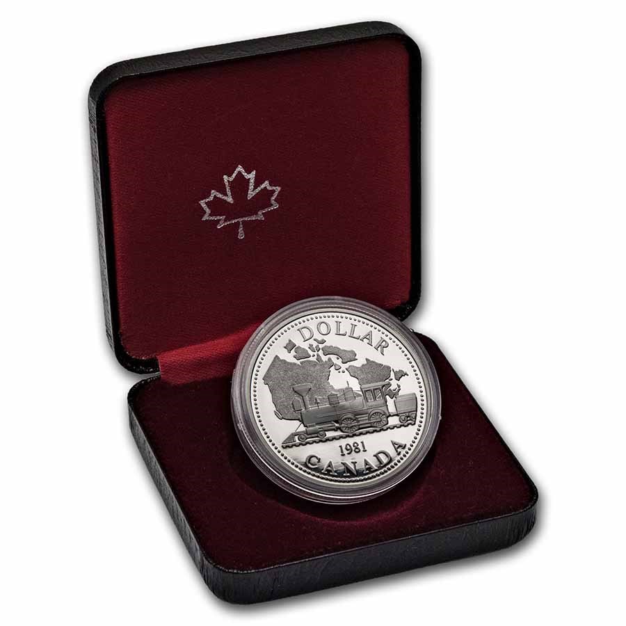 1981 Canada Silver Dollar Proof (Transcontinental Railroad w/OGP)