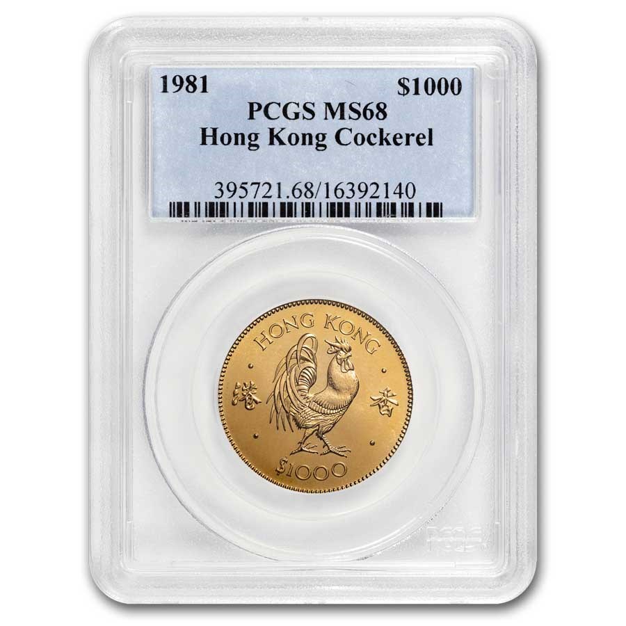 1981 Hong Kong Gold $1000 Year of the Rooster MS-68 PCGS