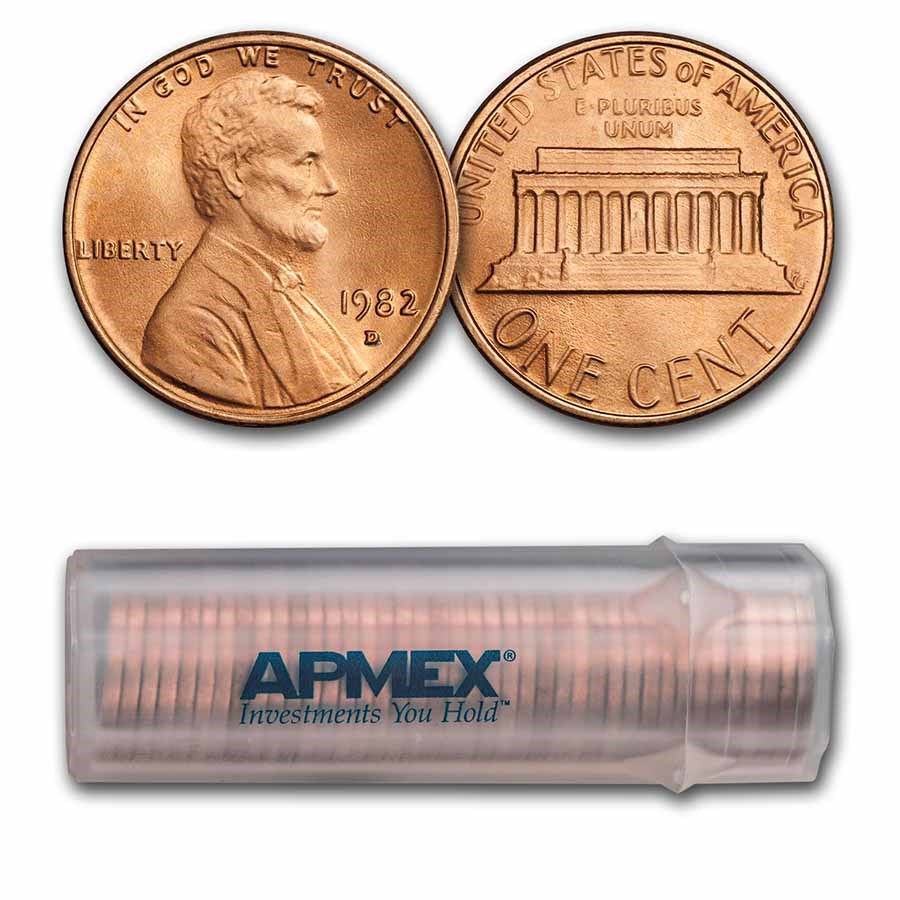 1982-D Lincoln Cent 50-Coin Roll BU (Large Date-Copper)