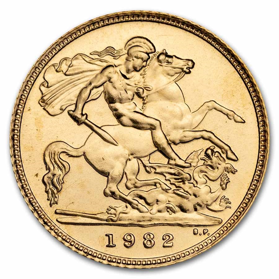 1982 Great Britain Gold 1/2 Sovereign Elizabeth II BU