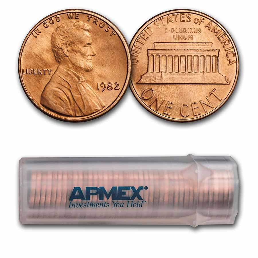 1982 Lincoln Cent 50-Coin Roll BU (Large Date-Zinc)