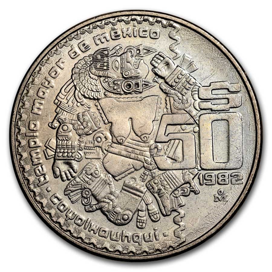 1982 Mexico 50 Pesos Coyolxauhqui BU