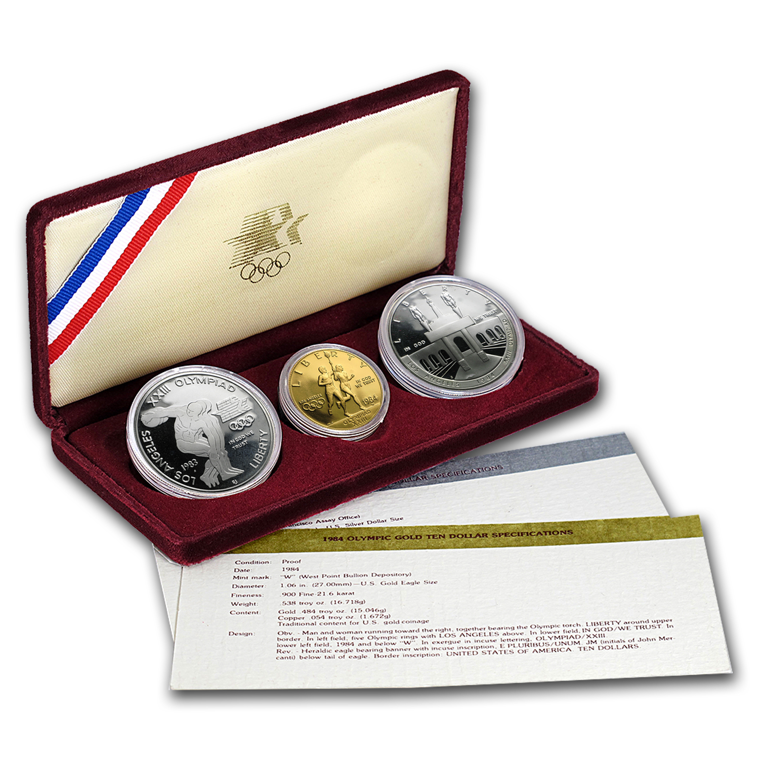 Buy 1983 1984 3 Coin Commem Olympic Proof Set w Box COA APMEX