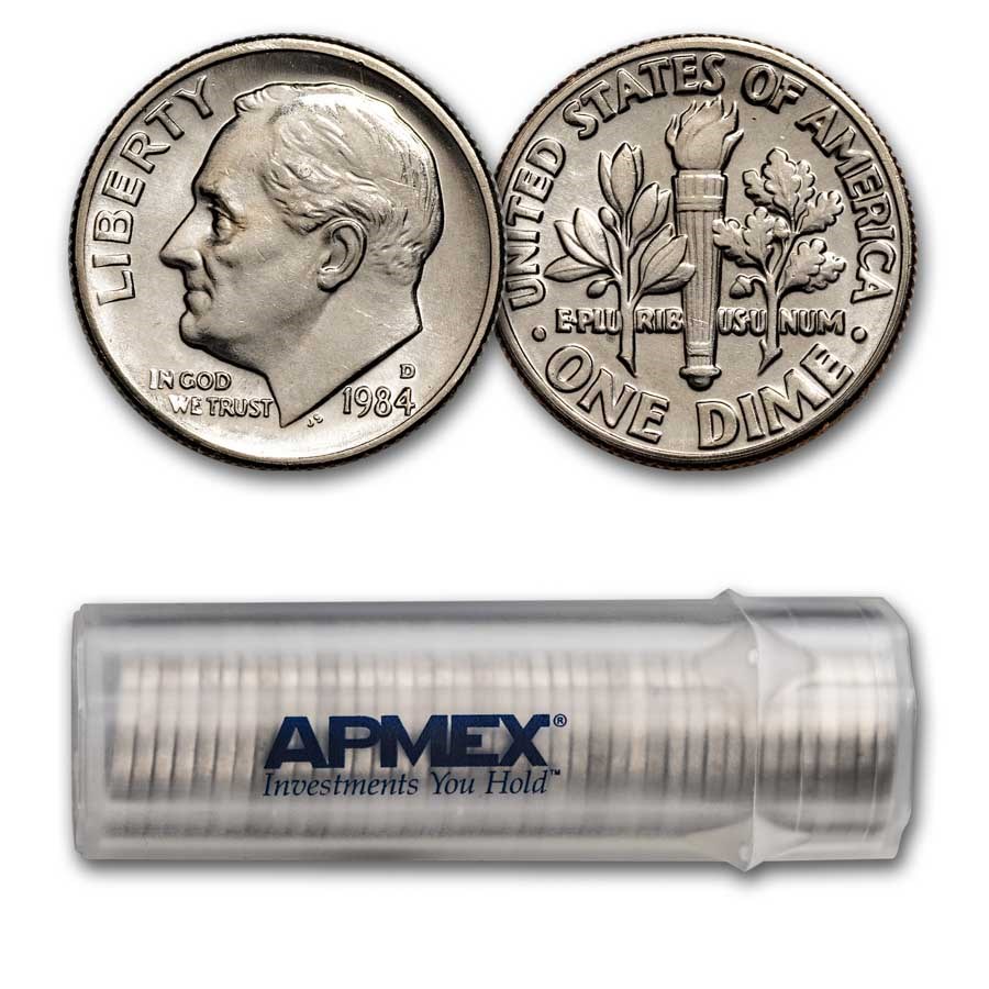 1984-D Roosevelt Dime 50-Coin Roll BU