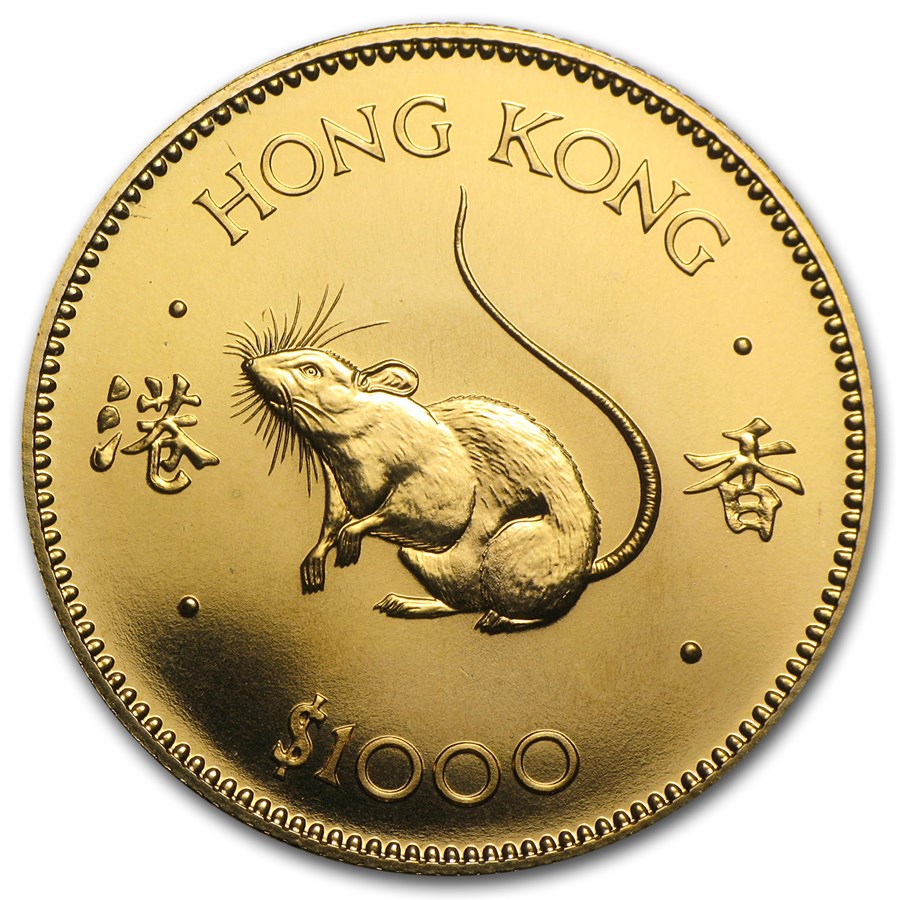 1984 Hong Kong Gold $1000 Year of the Rat BU