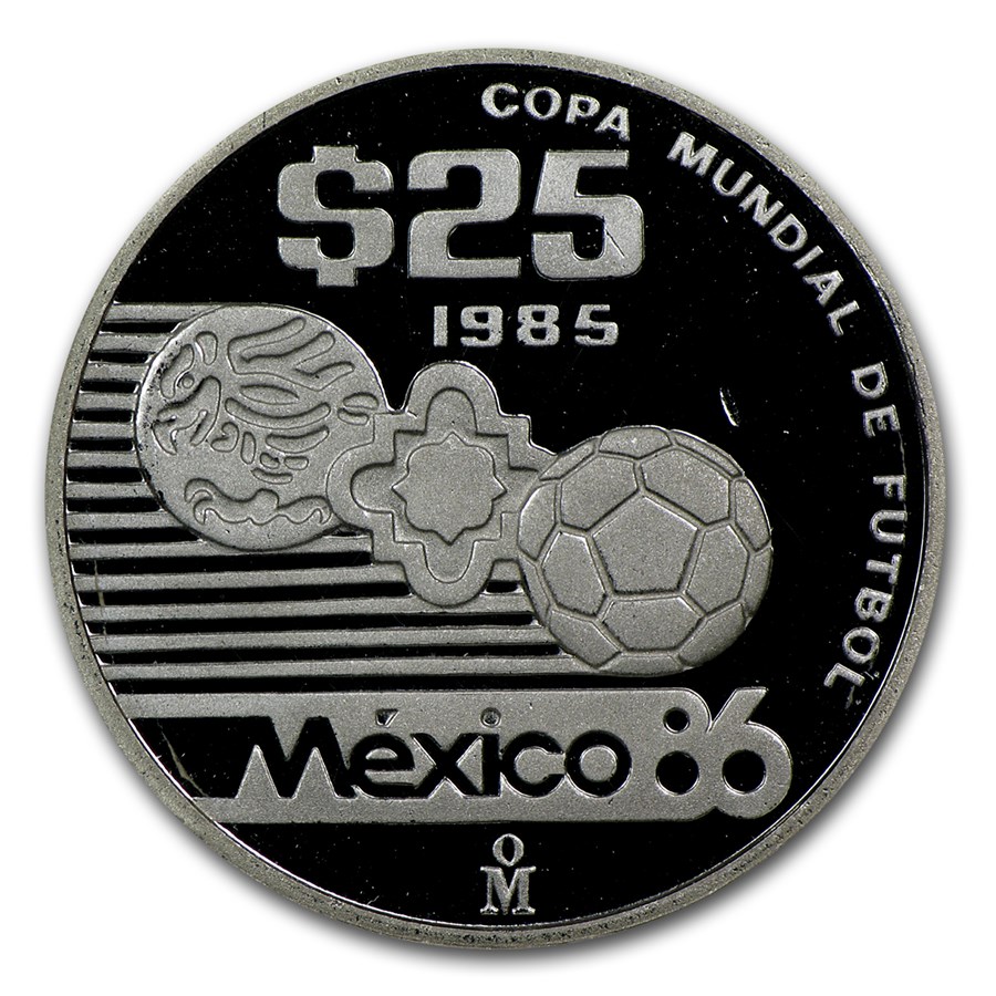 Buy 1985-1986 Mexico 1/4 oz Silver 25 Pesos FIFA World Cup Proof | APMEX