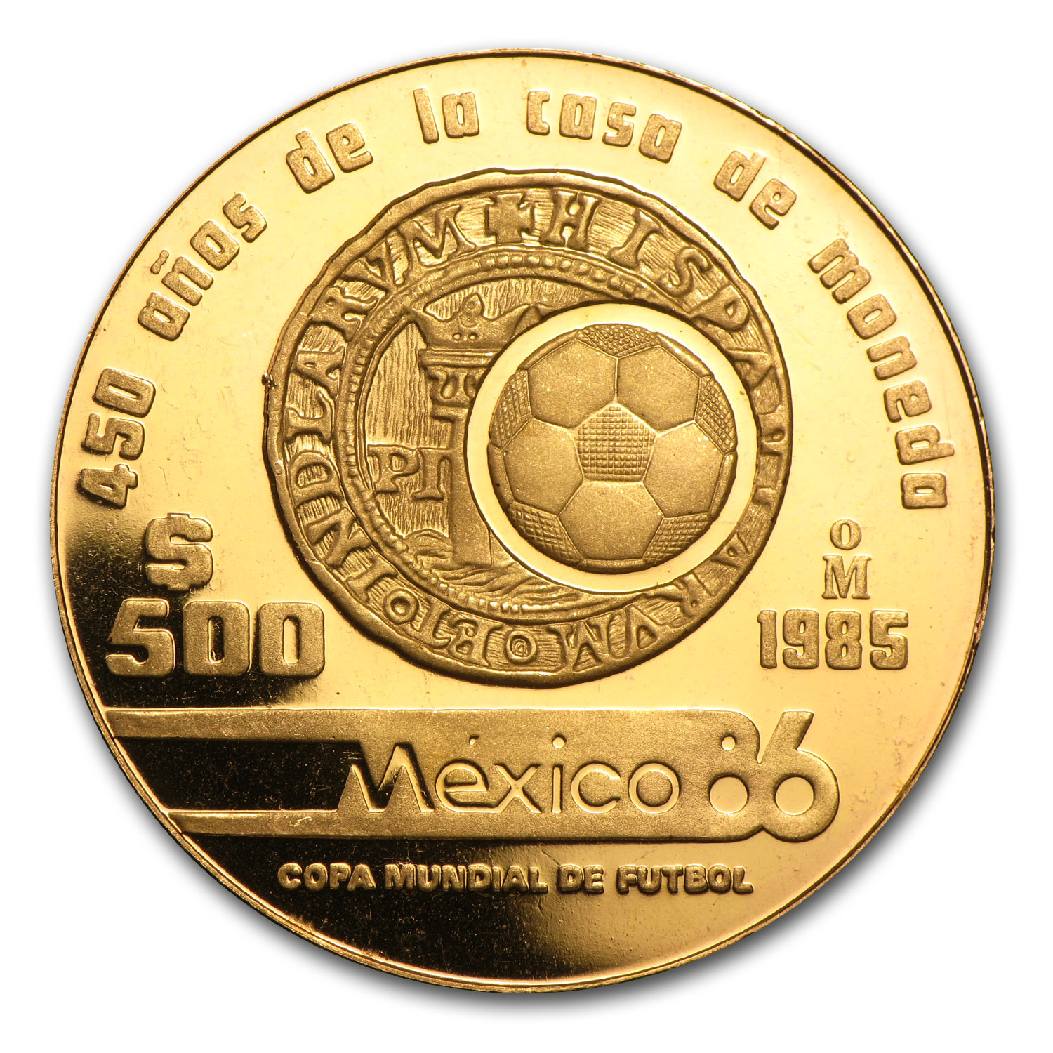 Buy 1985-1986 Mexico Gold 500 Pesos FIFA World Cup Proof | APMEX