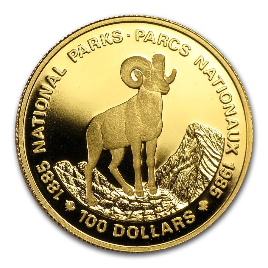 1985 Canada 1/2 oz Proof Gold $100 National Parks (Bighorn)