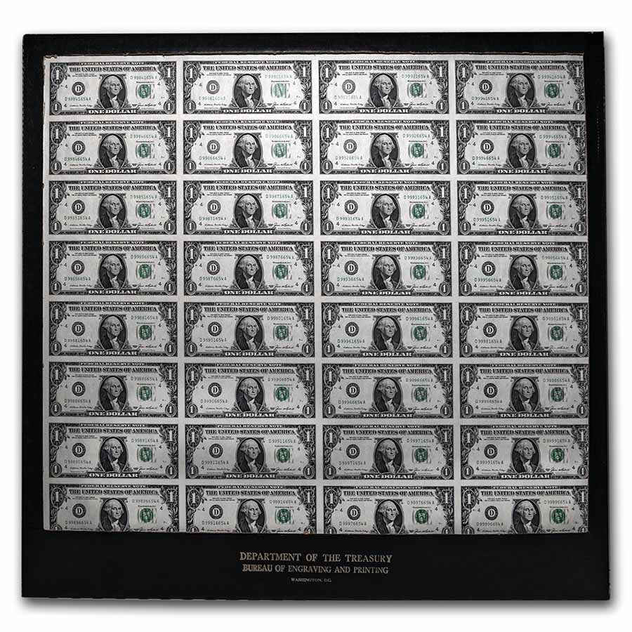 Buy 1985 (D-Cleveland) $1 FRN CU (Fr#1913-D) 32 Note Uncut Sheet | APMEX