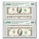 1985 (D-Cleveland) $10 FRN CU-66 EPQ PMG(Fr#2027-D) Cut Error SET