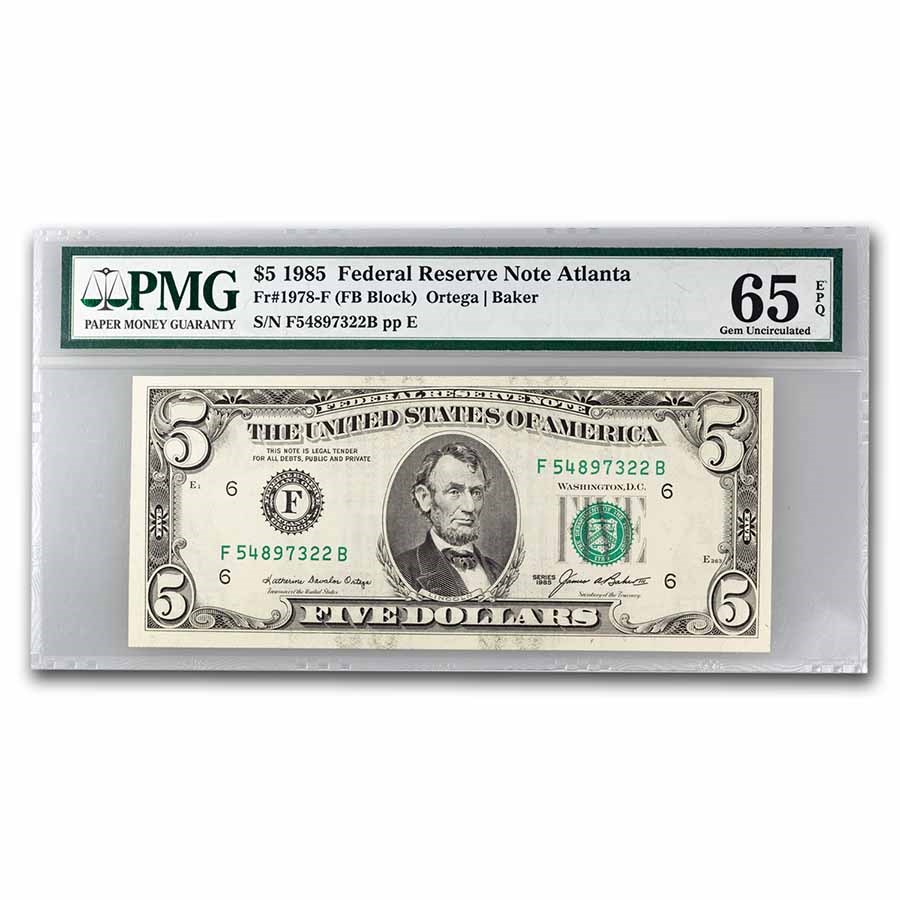 1985 (F-Atlanta) $5.00 FRN Gem CU-65 EPQ PMG (Fr#1978-F)