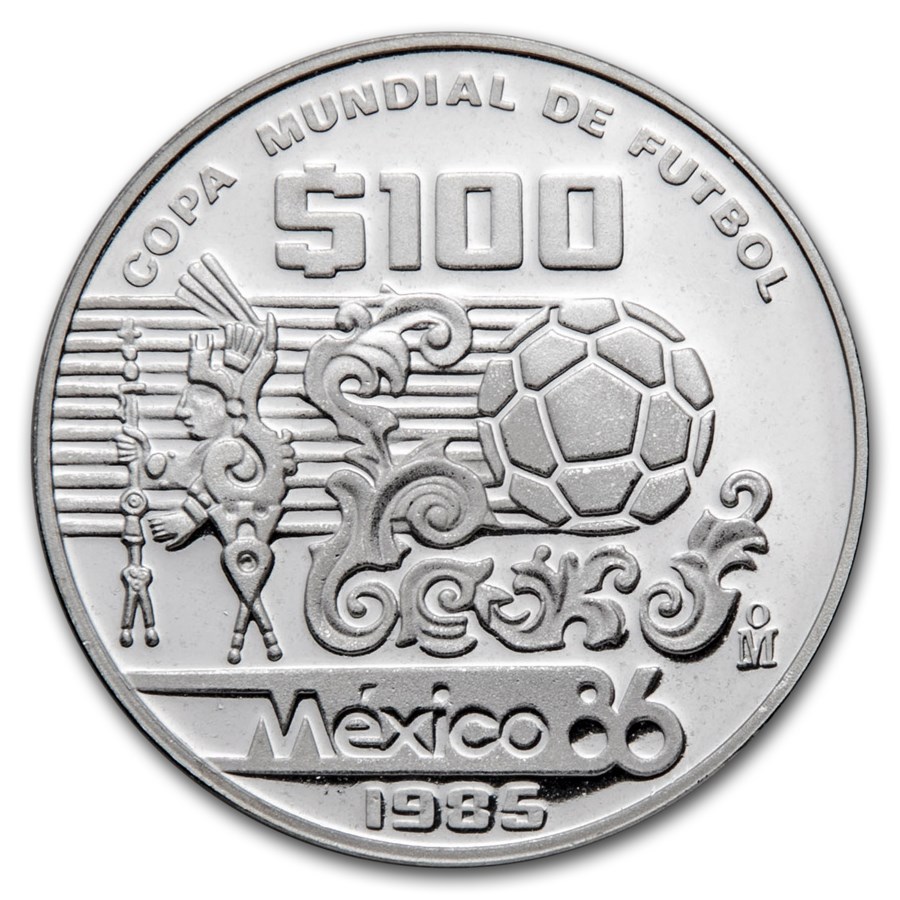 Buy 1985 Mexico Silver 100 Pesos Proof (1986 World Cup - Aztec) | APMEX