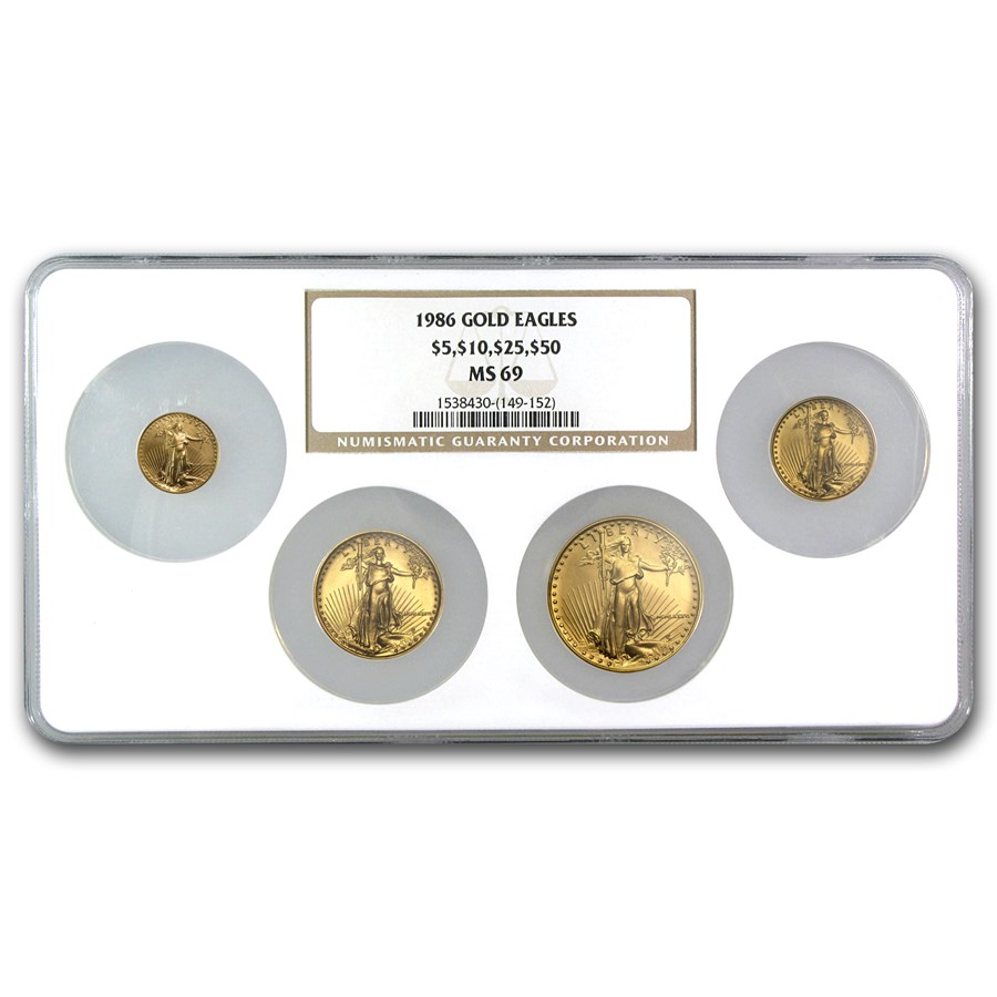 1986 4-Coin American Gold Eagle Set MS-69 NGC (Uni-Holder)