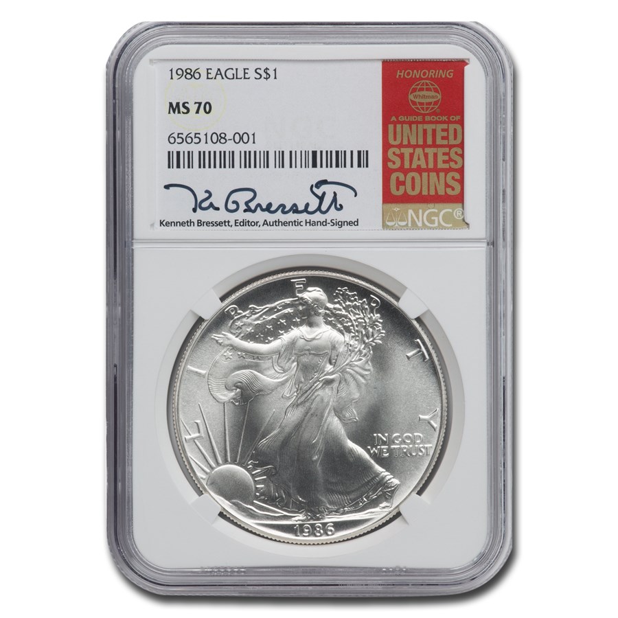 Buy 1986 American Silver Eagle Ms-70 Ngc (bressett) 