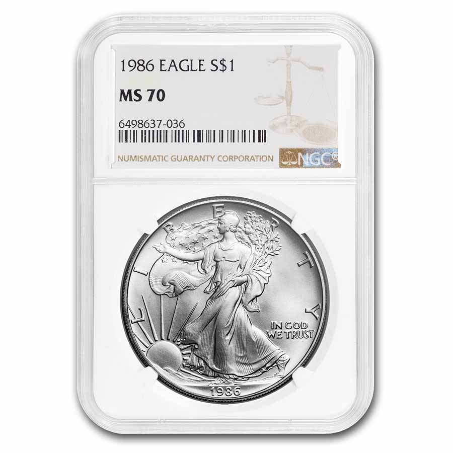 1986 American Silver Eagle MS-70 NGC