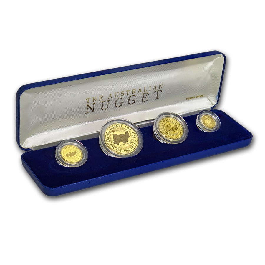 1986 Australia 4-Coin Gold Nugget Proof Set (Includes Booklet)