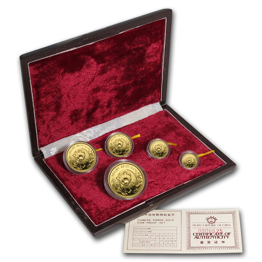 1986 China 5-Coin Gold Panda Proof Set (w/Box and COA)