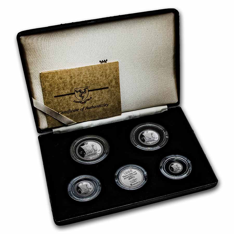 Buy 1986 Isle of Man 4-Coin Platinum Noble Proof Set (Dmg Box) | APMEX