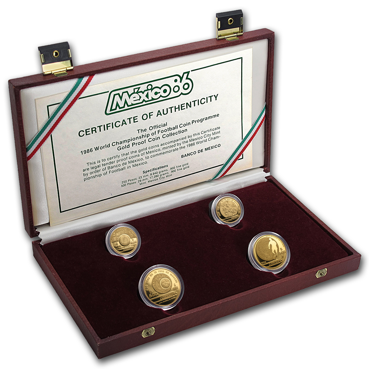 Buy 1986 Mexico Gold 4-Coin World Cup Soccer Commemorative Proof