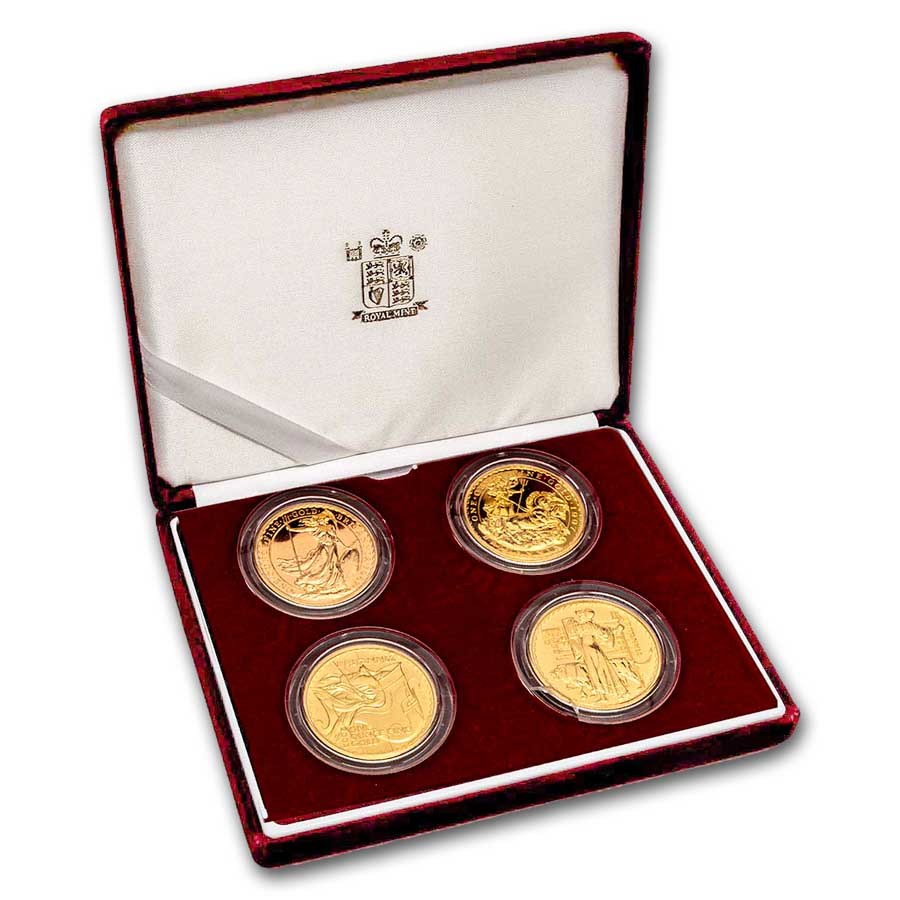 1987-2003 Great Britain 4-Coin Gold Britannia Proof Set (No COA)