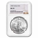 1987 American Silver Eagle MS-70 NGC