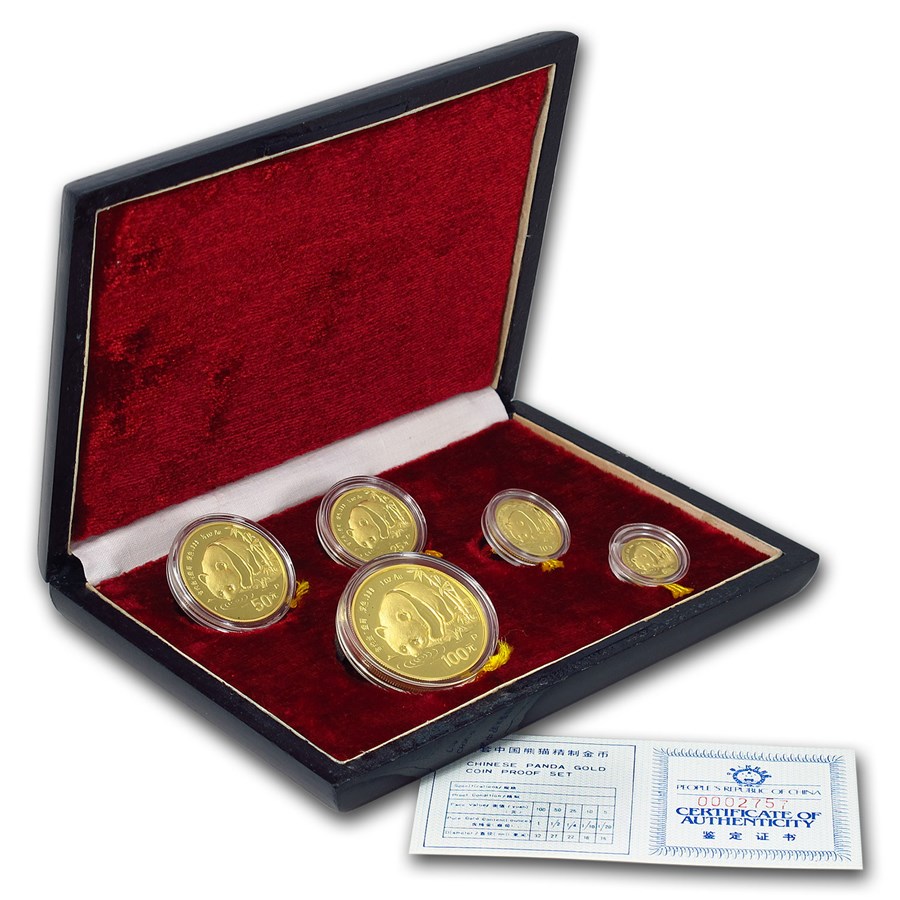 1987 China 5-Coin Gold Panda Proof Set (w/Box & COA)