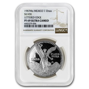 Buy 1987 Mexico 1 oz Silver Libertad PF-69 NGC (Lettered Edge) | APMEX