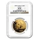 1987-Y China 1 oz Gold Panda MS-68 NGC