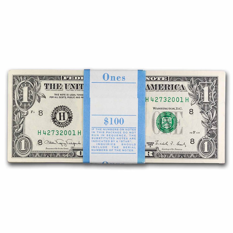 1988-A (H-St. Louis) $1 FRN CU (Fr#1916-H) 100 Consec