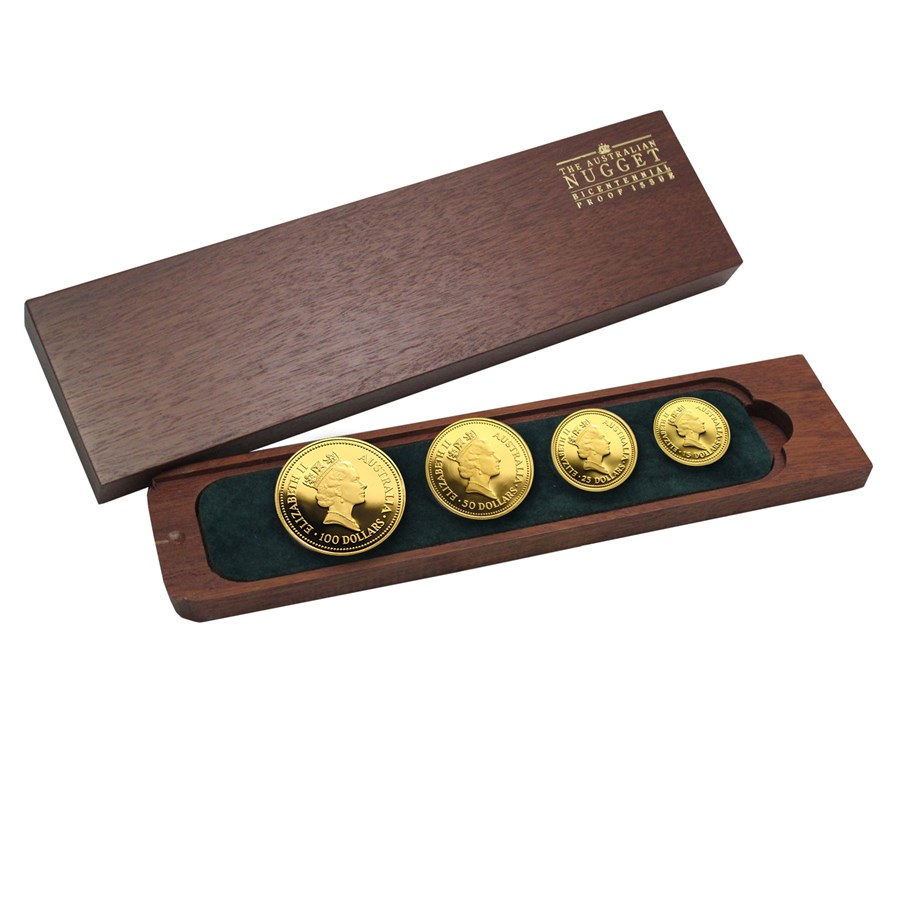 1988 Australia 4-Coin Gold Nugget Proof Set (Box)