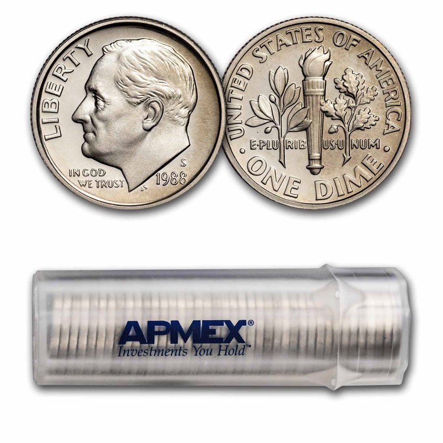 1988-S Roosevelt Dime 50-Coin Roll Proof