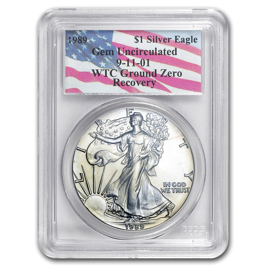 1989 American Silver Eagle Gem Unc PCGS (World Trade Center)