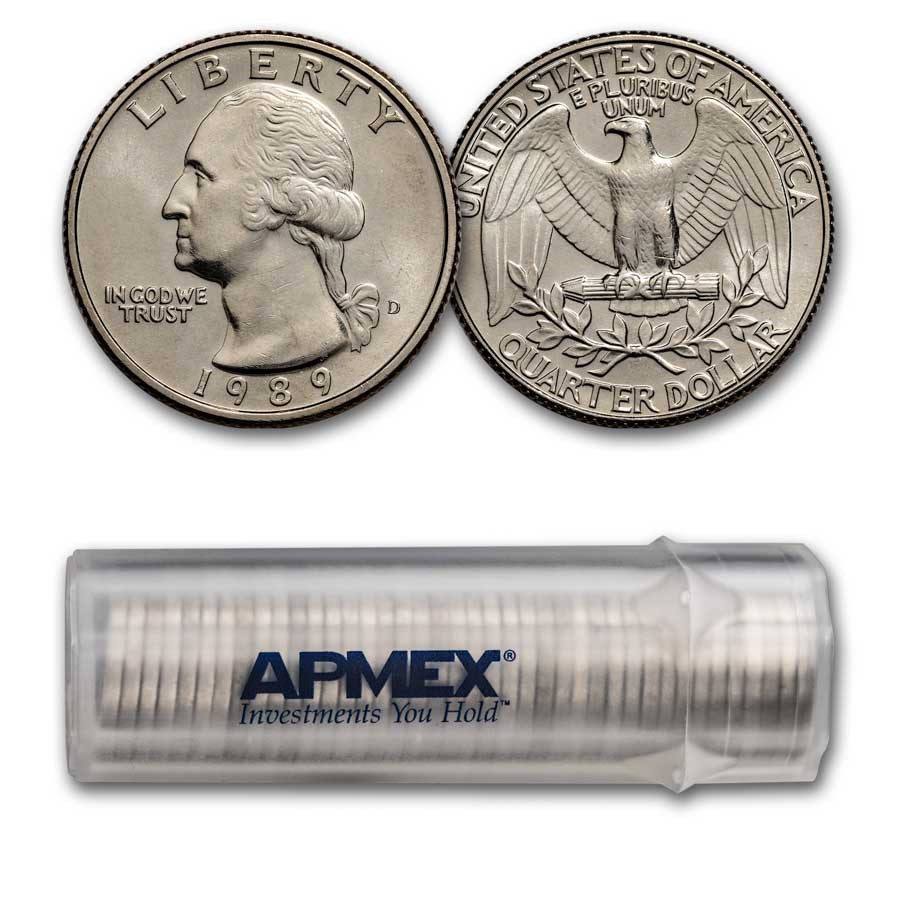 1989-D Washington Quarter 40-Coin Roll BU