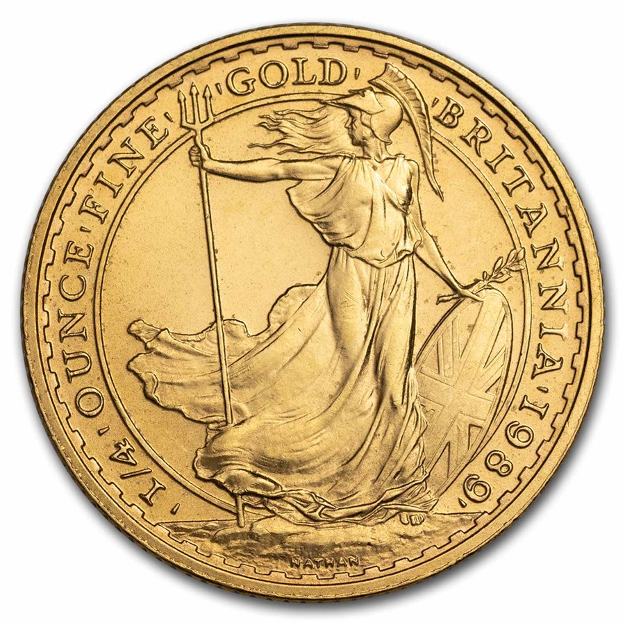 1989 Great Britain 1/4 oz Gold Britannia BU