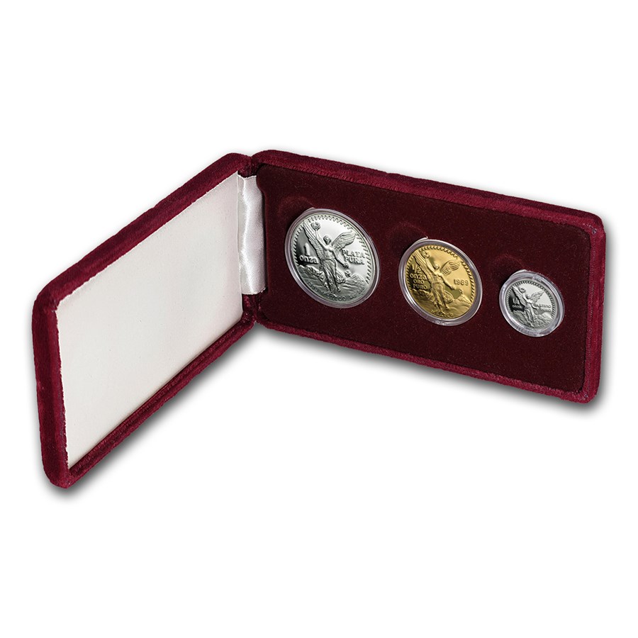 1989 Mexico - Rainbow Proof Libertad Set (Platinum, Silver, Gold)