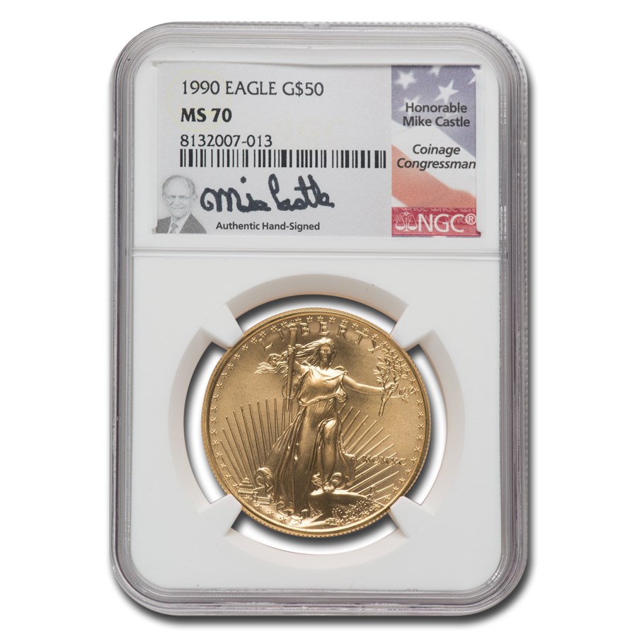 1990 1 oz American Gold Eagle MS-70 NGC (Castle)