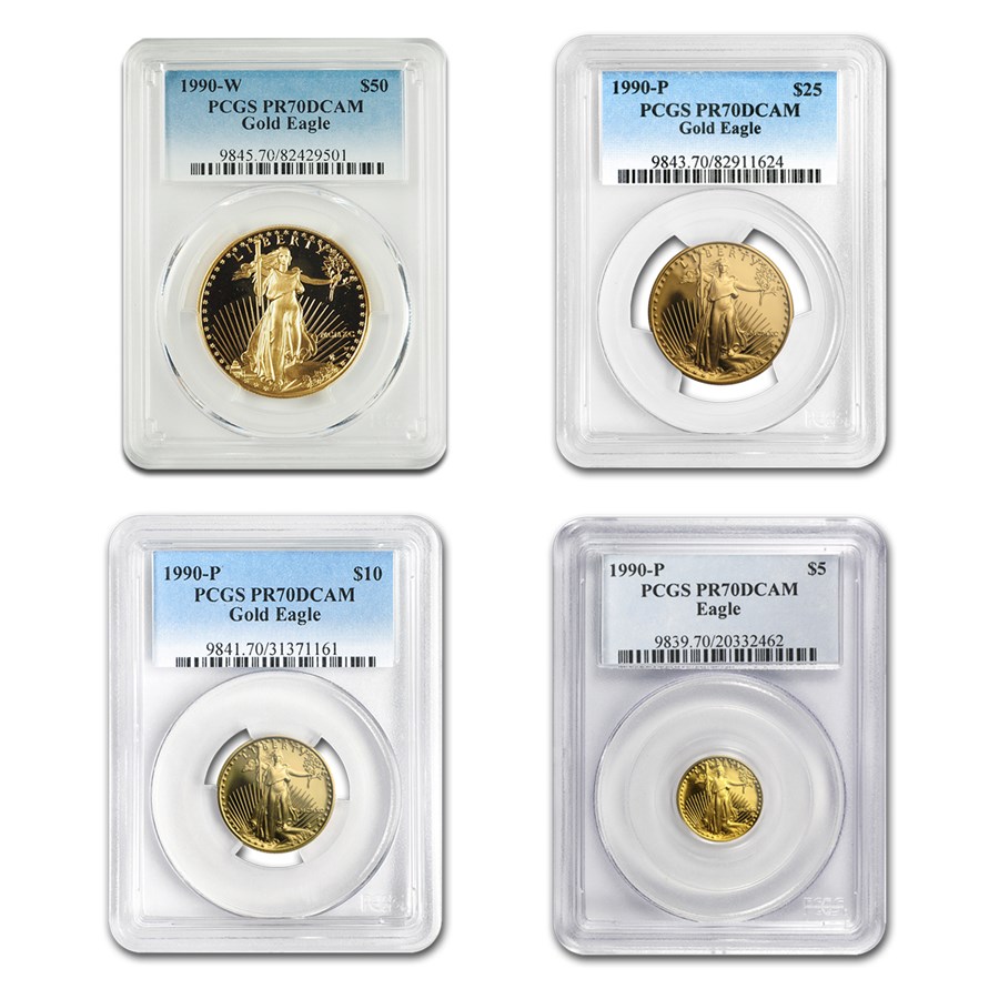 1990 4-Coin Proof American Gold Eagle Set PR-70 PCGS