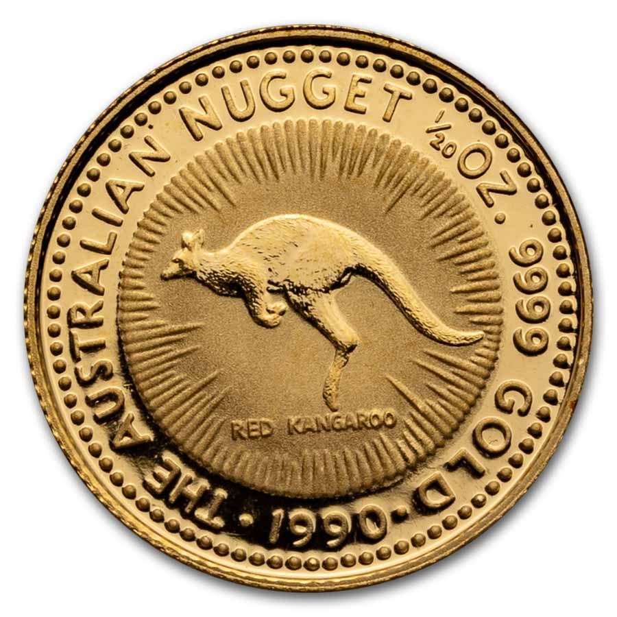 1990 Australia 1/20 oz Gold Kangaroo BU