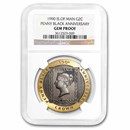 1990 Isle of Man 2 Crown Gold Penny Black Gem PF NGC