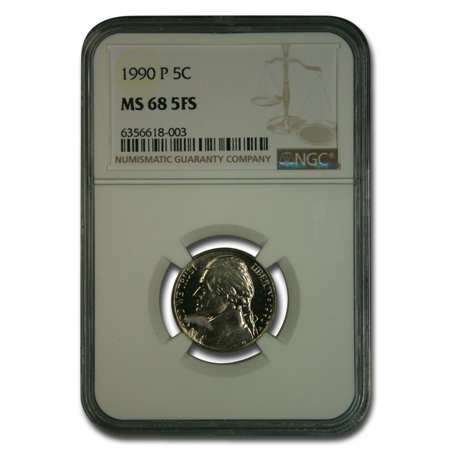 1990-P Jefferson Nickel MS-68 NGC (FS)