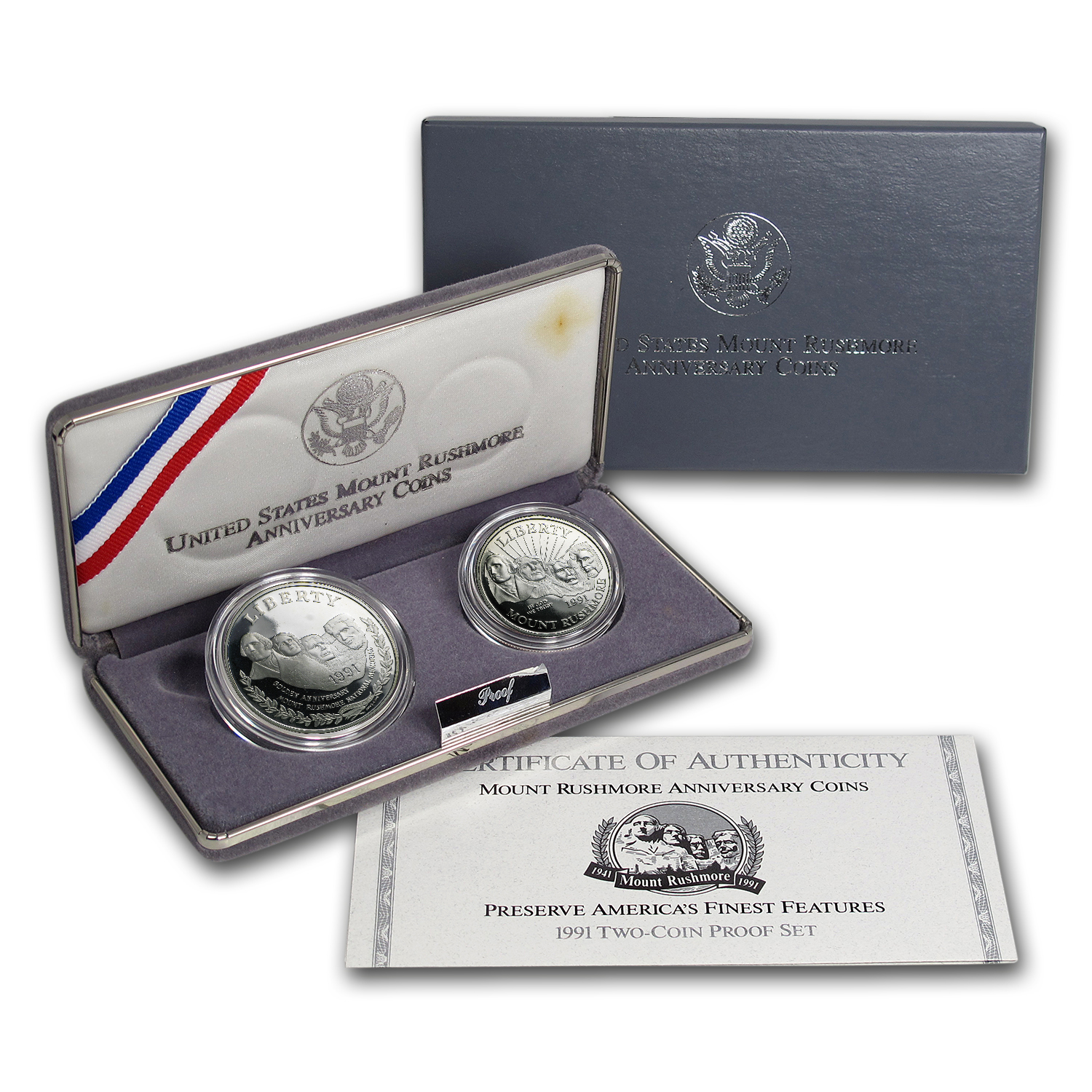 Buy 1991 2-Coin Mount Rushmore Proof Set (w/Box & COA) | APMEX