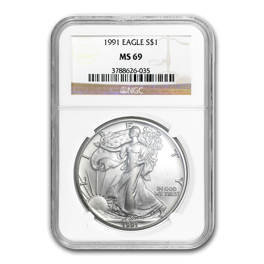 1991 American Silver Eagle MS-69 NGC