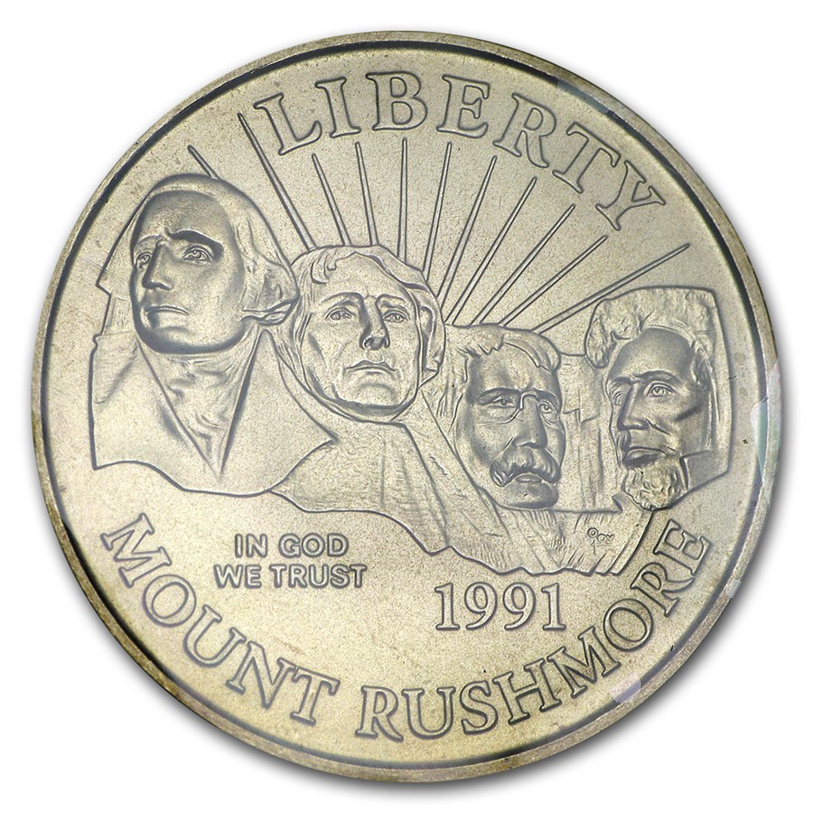 1991-D Mount Rushmore 1/2 Dollar Clad Commem BU (w/Box & COA)