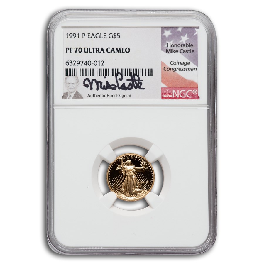 1991-P 1/10 oz Proof American Gold Eagle PF-70 UCAM NGC (Castle)