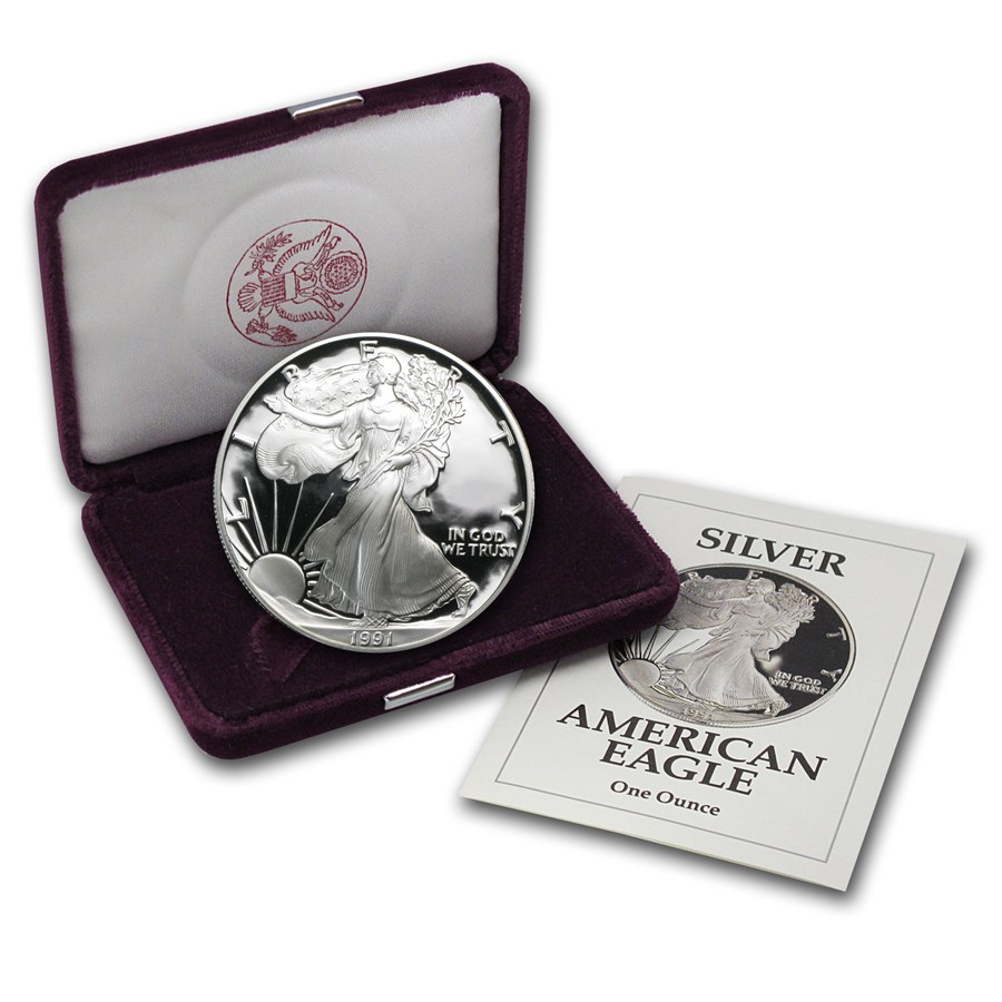 1991-S 1 oz Proof American Silver Eagle (w/Box & COA)