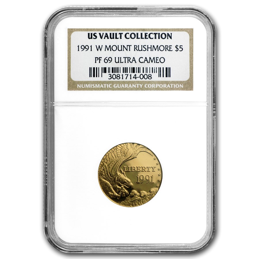 1991-W Gold $5 Commem Mount Rushmore PF-69 NGC