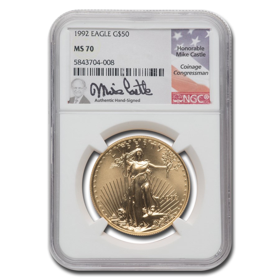 1992 1 oz American Gold Eagle MS-70 NGC (Castle)