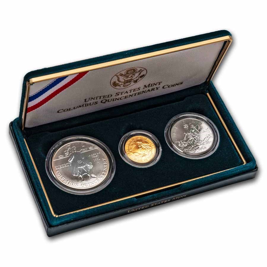 Buy 1992 3-Coin Commem Columbus Quincentenary Set BU (w/Box & COA) | APMEX