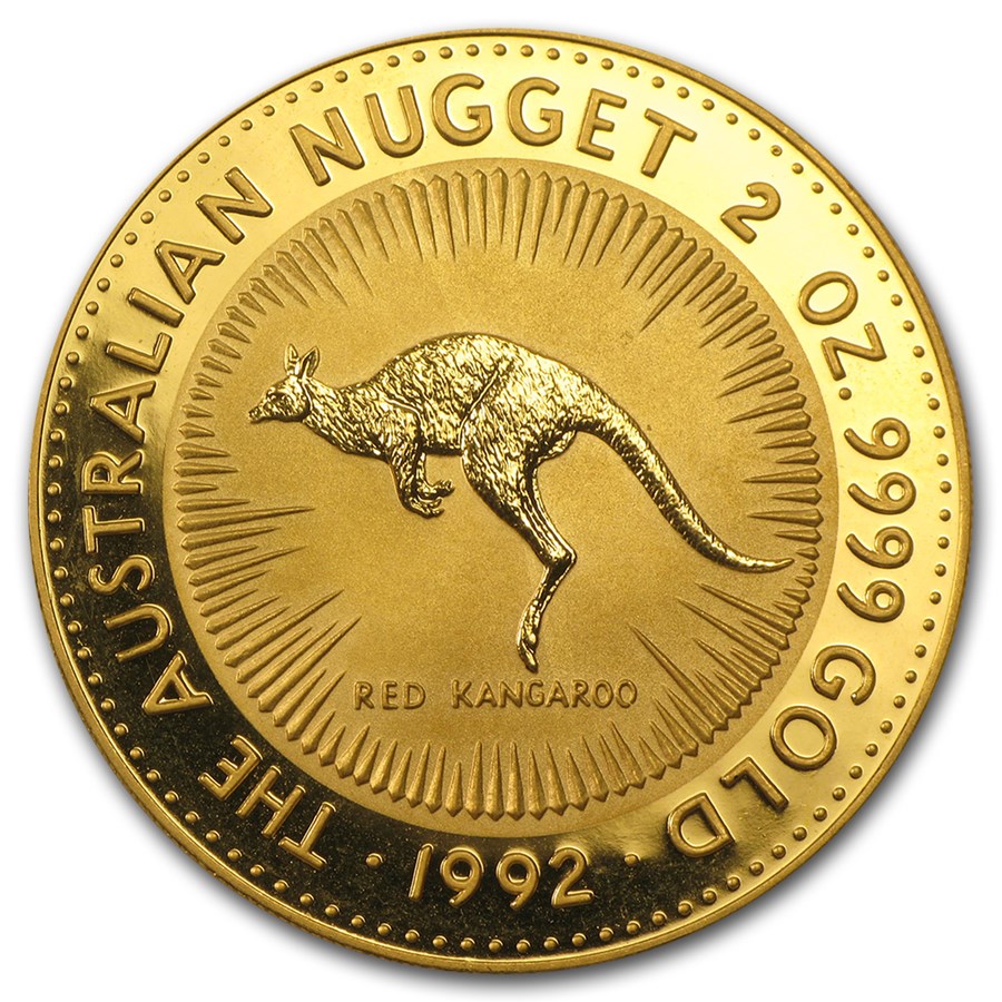1992 Australia 2 oz Gold Nugget BU