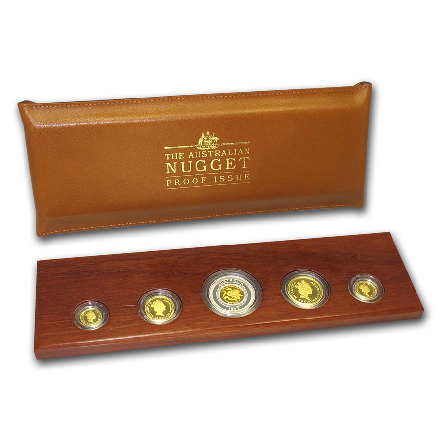 1992 Australia 5-Coin Gold Nugget Proof Set (Eagle Privy)